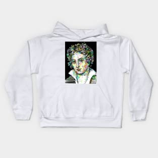 PERCY BYSSHE SHELLEY watercolor and ink portrait Kids Hoodie